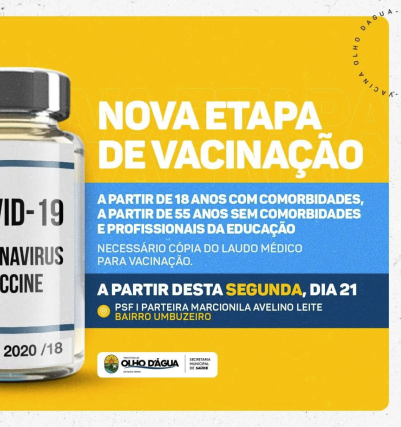 Imagem da notícia 126 - A Nova Etapa de vacinação no município de Olho D'água