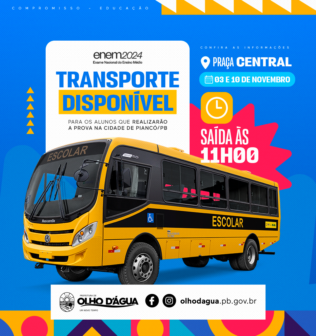 Imagem da notícia 301 - TRANSPORTE DISPONÍVEL PARA O ENEM