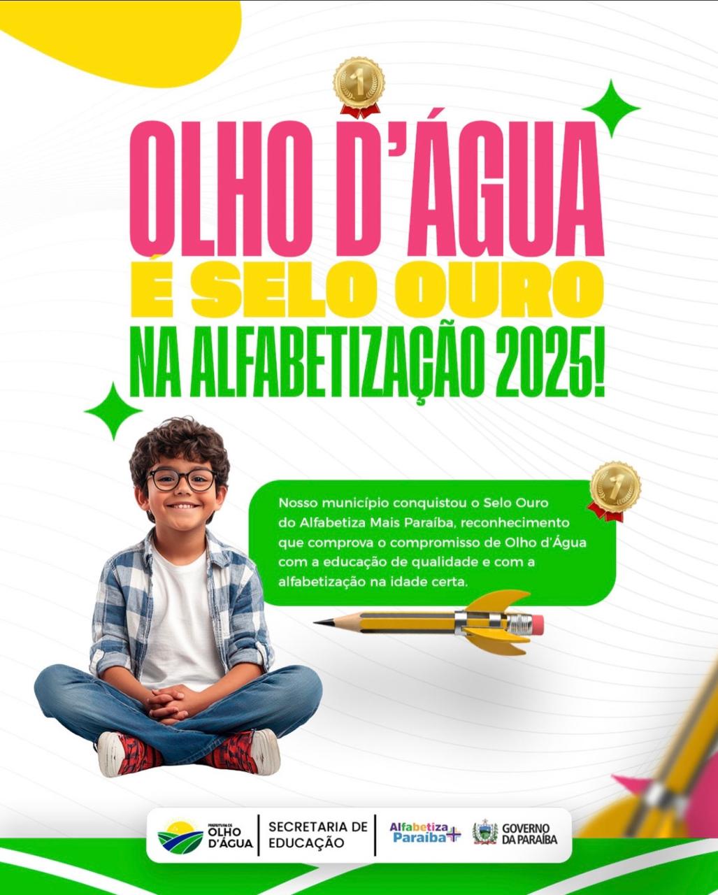 Olho d’Água conquista Selo Ouro no Programa Alfabetiza Mais Paraíba 2025